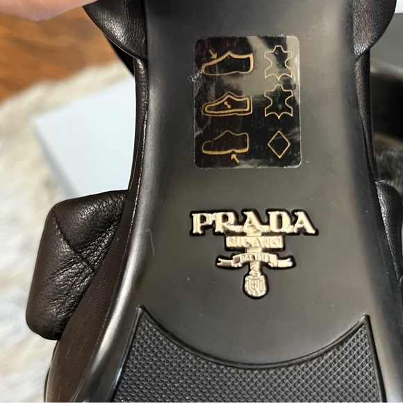 Prada Nappa Leather Platform Sandals Authentic Like New Size 37 1/2 US 7.5 - Picture 15 of 16